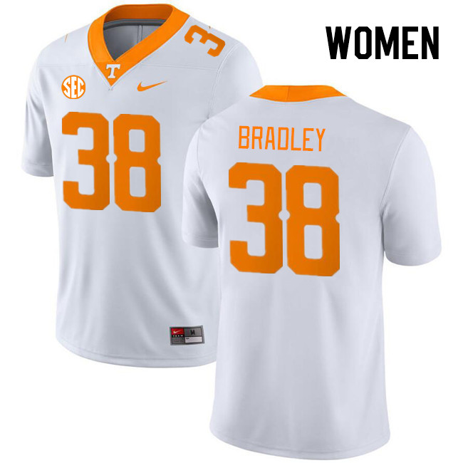 Women #38 Chandavian Bradley Tennessee Volunteers College Football Jerseys Stitched Sale-White - Click Image to Close
